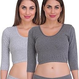 Pack of 2 Womens Solid 3/4 Sleeve Thermal Crop Tops-image-48