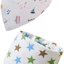 SYGA Baby Feeding Bibs Unisex Baby Triangular Cotton Bibs Adjustable Closure for Infant Toddler 0 to 2 Years Baby - Pack Of 2-image-5