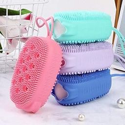 Silicone Bubble Bath Brush Quick Bath Brush Scrubbing Brushes Soft Rubbing Massage Bubble Body Cleaner Silicone Bathroom 1Pcs (Multi Color)-image-96
