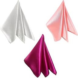 Satin Pocket Square for Men, Wedding Handkerchief for Suits, Blazers & Tuxedo, Men's Pocket Square Combo (Pack of 3) (Pink,White & Purple)-image-86