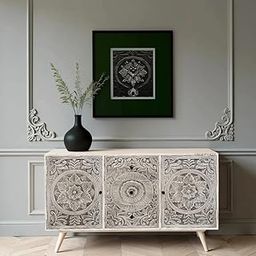 FURNWEAVE Solid Wood Sideboard Cabinet for Living Room | Wooden Sideboard Tv Cabinet for Bedroom | Handcrafted Storage Cabinet with Door and Drawers for Home (White Distress)-image-22