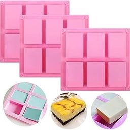 Silicone Soap Molds Set of 3, 6 Cavities DIY Handmade Soap Moulds - Cake Pan Molds for Baking, Biscuit Chocolate Mold, Silicone Soap Bar Mold for Homemade Craft, Ice Cube Tray-picture-9