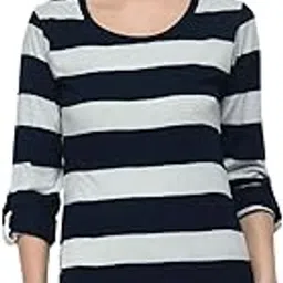 frenchtrendz Womens's Viscose Top(Oatmeal Navy, XS-4XL)-picture-11