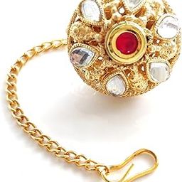 Rajasthani Rajwadi Kundan and CZ Diamond Stone Pearl Borla, Round Maang Tikka, Bor, Ethnic Wedding Jewelry Hair Accessories-image-83