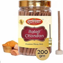 Shyam Charan Dry Premium Balaji Chandan Dhoop Sticks for Pooja, Pack of 200 Gm Dhoop Batti with Holder, Agarbatti, Incense Stick, Sandal, Cones, Cup, Sambrani Rituals & Special Occassions (200 Gm)-image-97