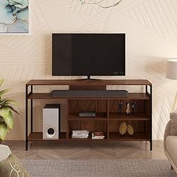 BLUEWUD Duskin Engineering Wood Floor Standing TV Entertainment Unit Set Top Box Stand/TV Cabinet with Shelves for Books & Décor Display Unit Bed Living Room Upto 55 inches (Brown Maple)-14