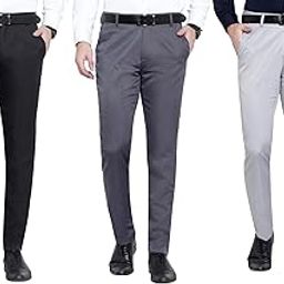 Solid Formal Pants for Men Combo Pack 3 Office Wear - Premium Regular Fit Formal Trouser for Men, Boys, Gents Set of 3 - Formal wear for Office Meeting, Party-image-45