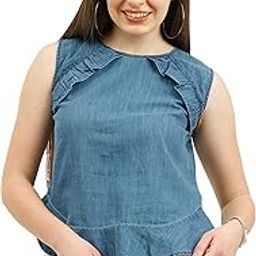 Crew Neck Short Top with Raffles, Raglan Sleeveless, Bottom Curve Shape with Features Raffels.-image-37