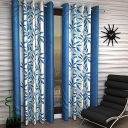 HOME UTSAV 1 Piece Eyelet Polyester Printed Door Curtains for Door 7 Feet, Aqua-image-25