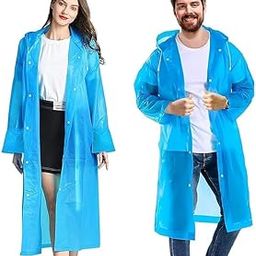 Rain Poncho for Men & Women | Lightweight, Waterproof, Reusable Hooded Raincoat | Unisex Emergency Travel Rainwear for Camping, Hiking, Festivals (Light Blue)-18