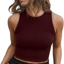 ADBUCKS Women’s Sleeveless Ribbed Cotton Tank Top | Crew Neck Fitted Crop Top | Casual & Stylish – Sizes XS to XL-image-54