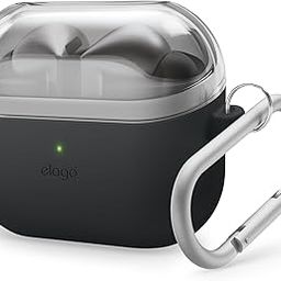 elago Compatible with Samsung Galaxy Buds 3 Case & Galaxy Buds 3 Pro Case, Duo Case with Carabiner, Premium Silicone + TPU Cover, Wireless Charging, Headphone Accessories, for Men, for Women (Black)-image-47