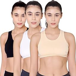 Women's Cotton; Spandex Non Padded Non-Wired Sports Bra (Pack of 3)-picture-13