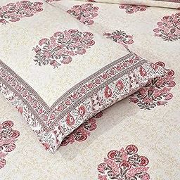 EasyGoods® 240 TC Pure Cotton Bedsheet for Double Bed, King & Queen Size Bed, Jaipuri Rajasthani Design with 2 Pillow Covers, Extra Soft & Wrinkle Free, 90 x 103 inches, Pink (Monarch29)-image-46