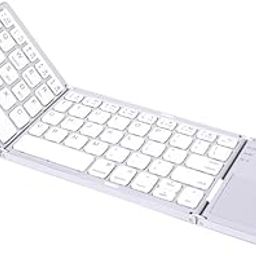 BITECHKART Foldable Bluetooth Keyboard, Pocket Size Portable Mini BT Wireless Keyboard with Touchpad for Android, Windows, PC, Tablet, with Rechargeable Li-ion Battery_20 x 10 x 3 cm Silver-16