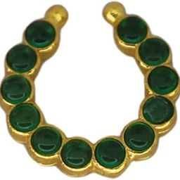 Traditional Gold-Tone Nose Ring for Women & Girls | Non-Piercing Nath with Ruby-Colored Stones | Ethnic Nathiya for Weddings, Festivals & Cultural-image-4