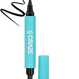 SWISS BEAUTY Craze 2-N 1 Gel Semi-Matte Eyeliner With Wing Stamp | Waterproof And Smudgeproof Eyeliner With Fine Tip For Precise Application | Black, 2.8Ml-21