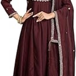 Women's Silk Anarkali & Pant with Dupatta Set-image-50