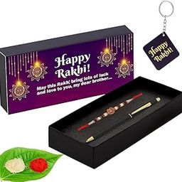 Raksha Bandhan Gift Combo for Brother | Premium Rakhi with Pen, Keychain & Roli Chawal Set | Rakhi Gift Box for Bhai | World's Best Brother Rakhi Hamper-picture-10