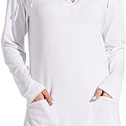 Women's UPF 50+ Cover-Up Dress SPF Long Sleeve Shirt Dress Sun Protection Hiking Beach White M-image-8