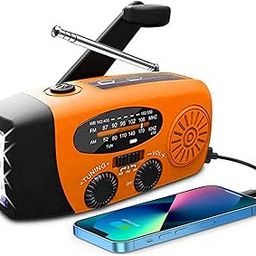 Solar Radio, Portable Crank Radio Dynamo Radio with AM/FM, Emergency Radio with Crank, 2000 mAh Rechargeable Power Bank, LED Torch, USB Mobile Phone Charger for Camping, Ourdoor, Orange-picture-24