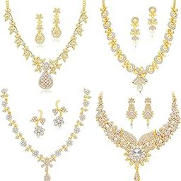 Glamorous Gold Plated Combo Necklace Set for Women (SKR85848)-image-60