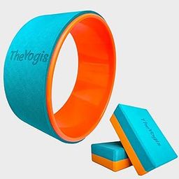 The Yogis Yoga Wheel and Block Set, 13x5.7inch Wheel with 2 EVA Foam Blocks, Turquoise and Orange-picture-9