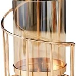 Home Trends Creative Geometric Metal Vase for Home Decor | Stylish Gold Glass Flower Vase | Modern Indoor Table Centerpiece | Candle Holder | for Living Room & Dining Table Decoration (24 x 24 cm)-image-0