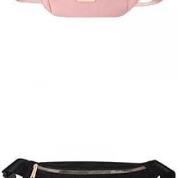 2Pcs Fashion Women Fanny Pack Waist Pack Adjustable Strap Pink Black-image-49