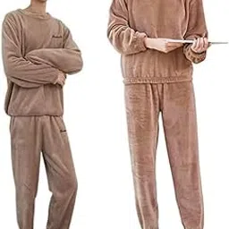 ukal Women and Men's Wool Blend & Fleece Fur, core Velvet Full Length Winter Nightwear Pajama and top Set Free Size (Small to Large)-picture-2