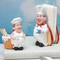 Craftpitaraa Craft Set of 2 Delightful Chefs Toothpick Holder and Tissue Paper Holder Stand for Kitchen, Home Decor, Office, Restaurant, Tissue Organizer for Dinner Tables (Tissue Paper Holder Combo)-image-78