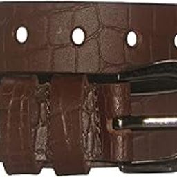 CrocLeather Slim Belt, 35mm Width, Genuine Full-grain Leather, Unisex, Crocodile Pattern, Black and Brown-image-30