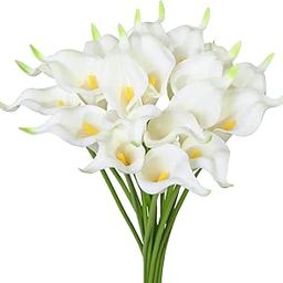 Dekorly Artificial Flower Real Touch Calla Lily Artificial Flowers for Wedding Bouquet Home Decoration Bridal Wedding Bouquet Arrangements Centerpieces Home Decoration (Set of 10 Sticks, White)-picture-20
