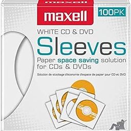 Maxell 190133 CD-402 CD/DVD Sleeves Paper - Clear Windows 100 Pack (White)-image-44