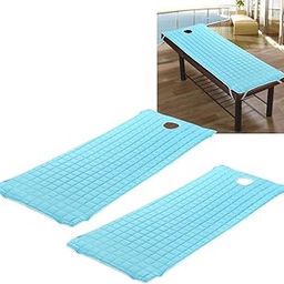 UJEAVETTE 2 Pieces Beauty Salon Massage Bed Mattress Sheet with Face Hole Blue-image-71