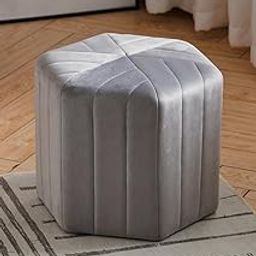 BAWARI Ottoman Pouffes Sitting Mudda Puffy Stool for Living Room Bedroom | Velvet Footrest Pouf Foot Stool for Makeup Room Office and Home Décor (Dark Grey, Set of 2)-image-65