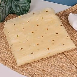 SATYAM KRAFT Multi Purpose Net Fabric Cloth for Decoration, for Parties, Costumes, Gift Packing, Party Decor, Backdrop Material for mandap, Pooja Background Stand (Golden Polka Dot, 5 Meter)-image-79