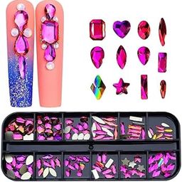 Havilah Nail Art Rhinestones 12 Grid Flat Bottom Shaped Nail Rhinestones Decoration, Model: 6-image-71