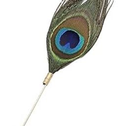 Fab Faux Peacock Feather Plume Boutonniere Gold Lapel Brooch Tie Hat Scarf Stick Pin-image-20
