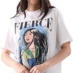 Mulan: Fierce Womens Oversized Fit Graphic Printed Half Sleeve Cotton White Women Oversized T-Shirts-image-56