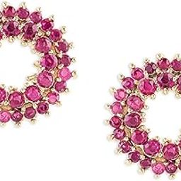 Pink Cubic Zirconia Contemporary Brass Studs Earring For Women-ZPFK14572-2