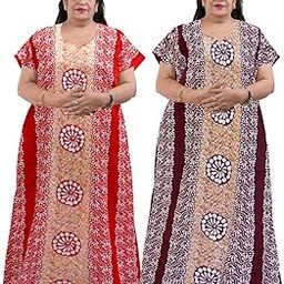 Women's Printed Cotton Floral Jumbo Maxi Nighty for Plus Size Women Round Neck Full Length Nightwear Night Gown Nightdress Plus Size Nighty is Made of 100% Cotton Fabric Combo Pack of 2-image-68