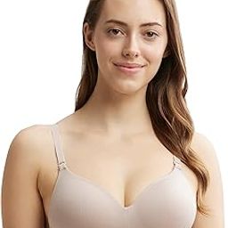 JW11 Women's Wirefree Padded Tencel Lyocell Elastane Stretch Full Coverage Multiway T-Shirt Bra with Adjustable Straps-44
