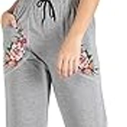 Cotton Solid Joggers/Track Pant/Solid Pajama/Leggings �100% Export Quality Soft Cotton Night Wear/Floral Print Pocket Pyjama for Women Grey Pyjama-picture-22