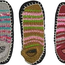 Warm Winter Slipper Socks for Women Ladies Sweet Girl Multi-Coloured Warm Knitted Booties Slipper Socks Warm Socks - Soft Rubber Sole - Mix Pack of 3 (Fits Size 5 to 7) (Assorted Color)-27