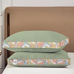 THE WOOD WHITE Soft Microfiber High Loft Pillow Set of 2 Sleep Well in 43 x 69 Cm with Printed Gusset of Extra 5 Cm Height for Neck Support and Soft Comfortable Sleep Mint Slumber.-1