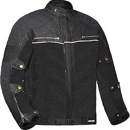 AllExtreme Denim Bike Riding Jacket CE Level 2 Protector Racer Armour with Night Visibility Sticker Shoulder Back Elbow Protection Abrasion Resistance Motorcycle Biker Gear for Men (M, Black)-picture-4