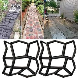 Walk Path Maker, Pathmate Stone Mold Paving Pavement Concrete Molds Stepping Stone Paver Walk Way Cement Molds for Patio, Lawn & Garden (2 packs 13 x 13 x 1.4 inch)-image-9