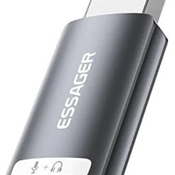 ESSAGER USB Sound Card USB to 3.5mm Jack Audio Adapter USB External Stereo Sound Adapter Converter for Laptop, PC, Compatible with PS5, PS4 Plug & Play-18