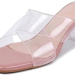 Transparent Cross Strap Block Heels for Women Stylish | Fashionable Heel Sandals for Girls | Elegant & Formal Footwear-image-79